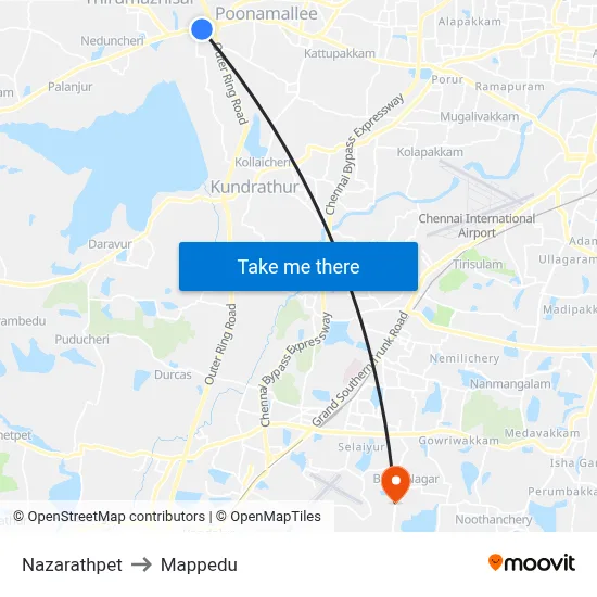 Nazarathpet to Mappedu map