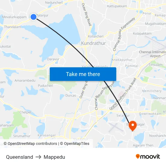 Queensland to Mappedu map