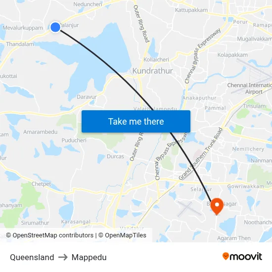 Queensland to Mappedu map