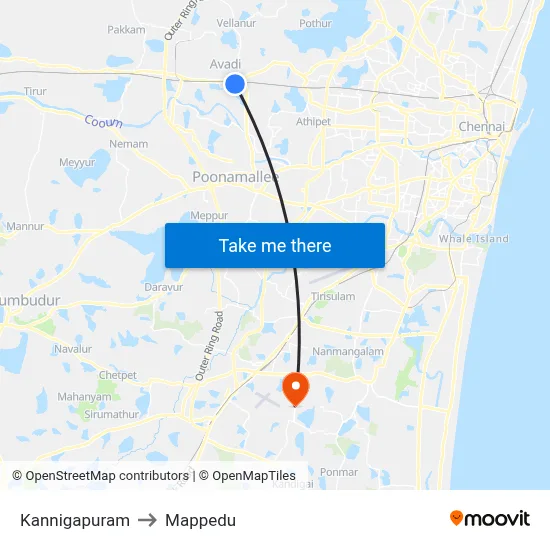 Kannigapuram to Mappedu map