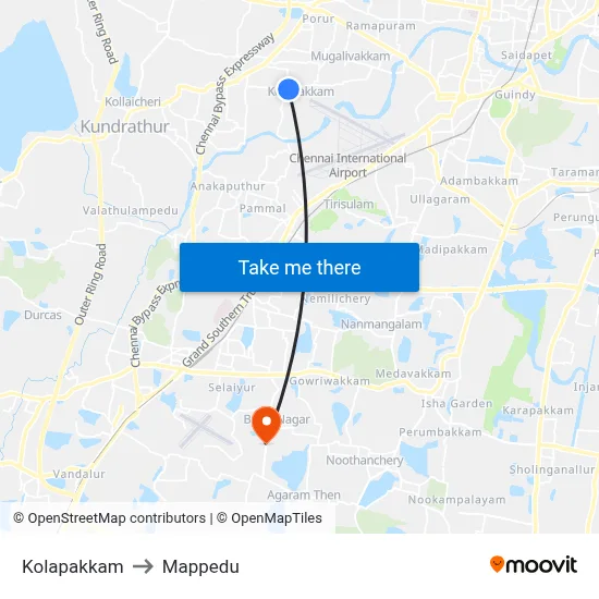 Kolapakkam to Mappedu map