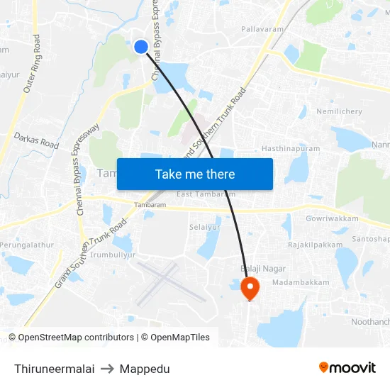 Thiruneermalai to Mappedu map
