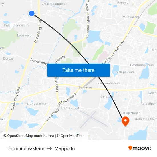 Thirumudivakkam to Mappedu map