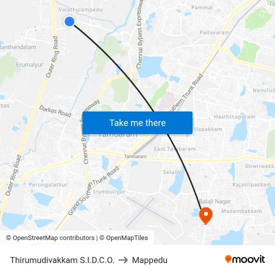 Thirumudivakkam S.I.D.C.O. to Mappedu map