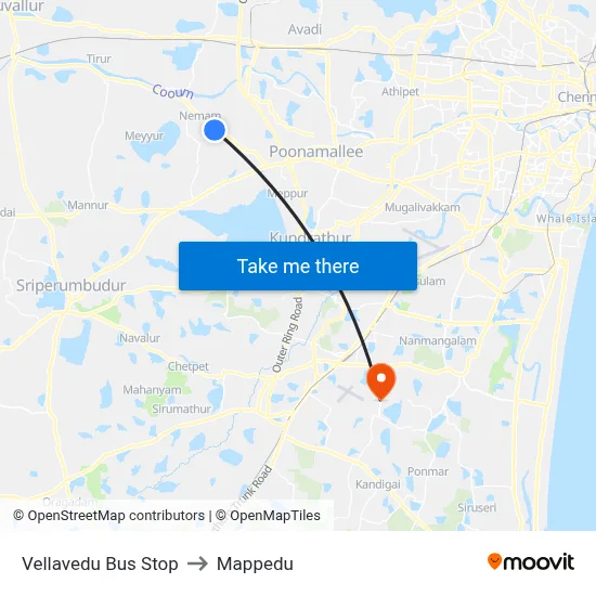 Vellavedu Bus Stop to Mappedu map