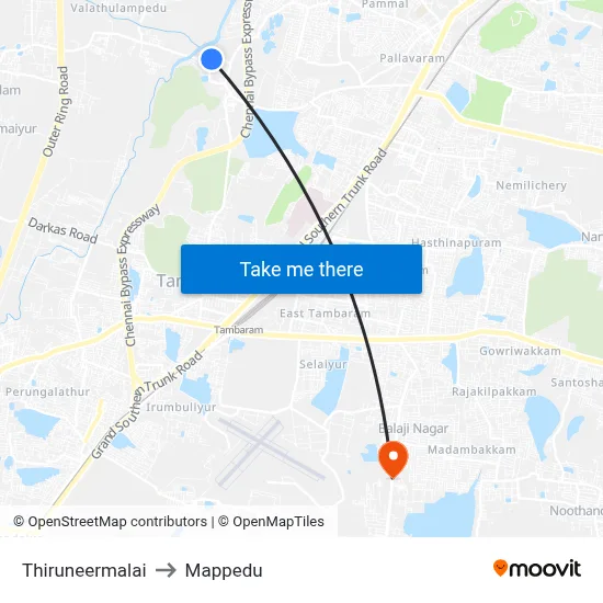 Thiruneermalai to Mappedu map