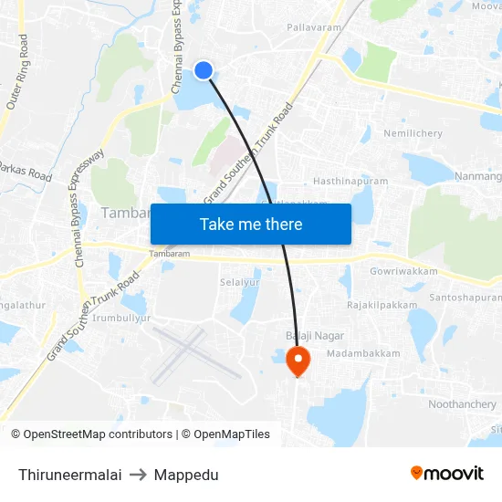 Thiruneermalai to Mappedu map