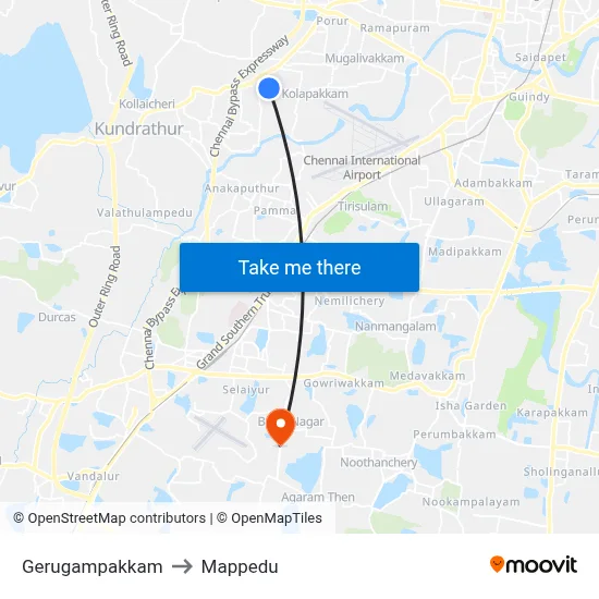 Gerugampakkam to Mappedu map