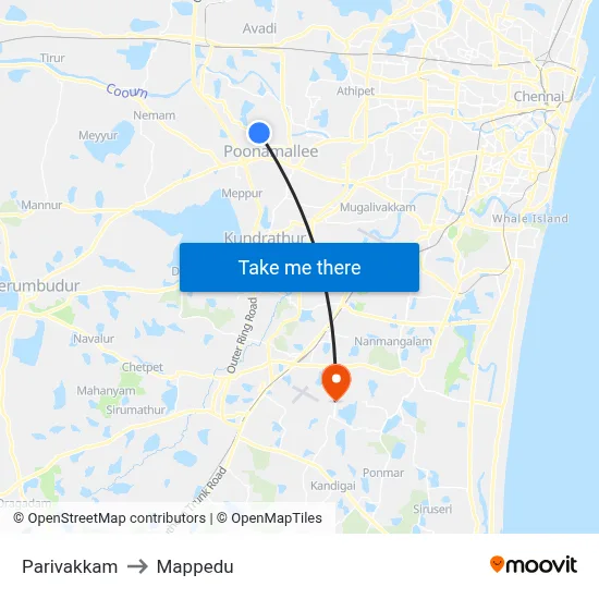 Parivakkam to Mappedu map