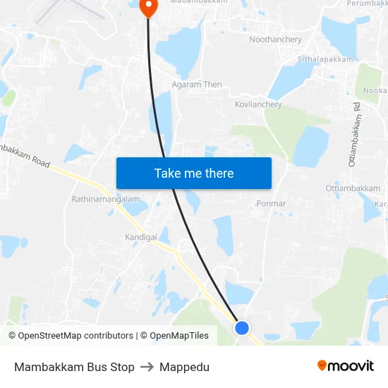 Mambakkam Bus Stop to Mappedu map