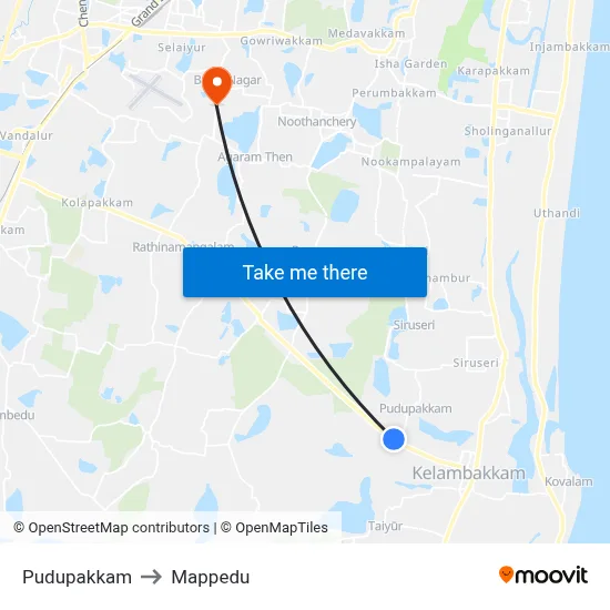 Pudupakkam to Mappedu map