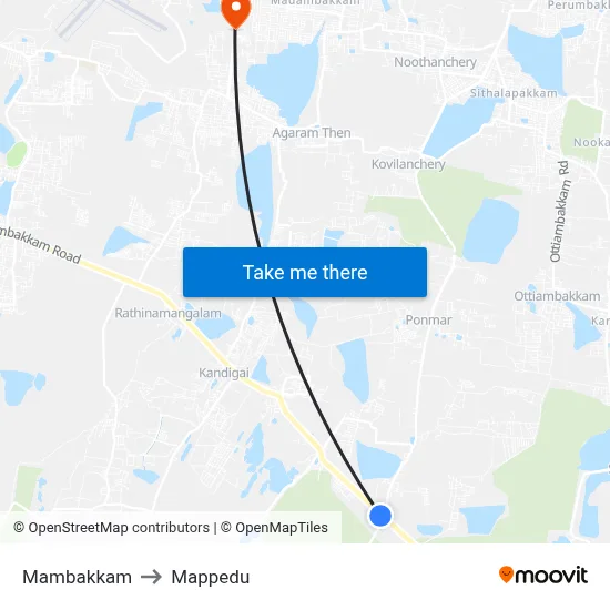 Mambakkam to Mappedu map