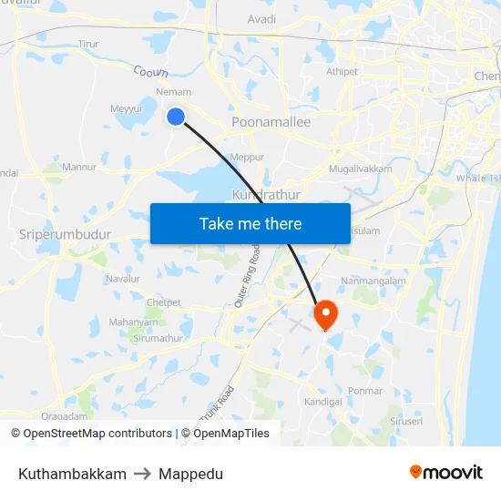 Kuthambakkam to Mappedu map