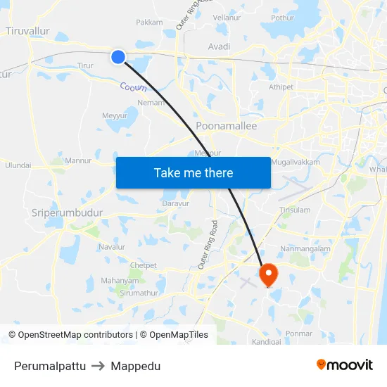 Perumalpattu to Mappedu map