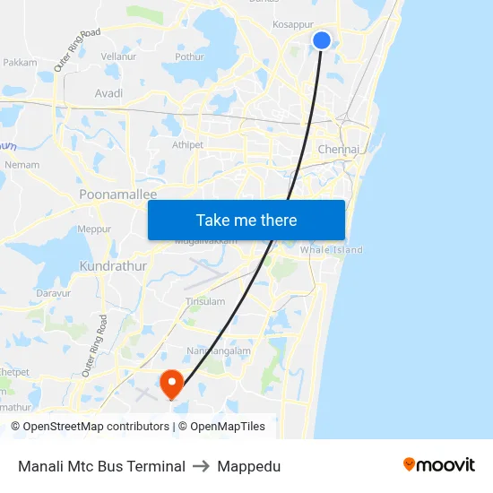 Manali Mtc Bus Terminal to Mappedu map