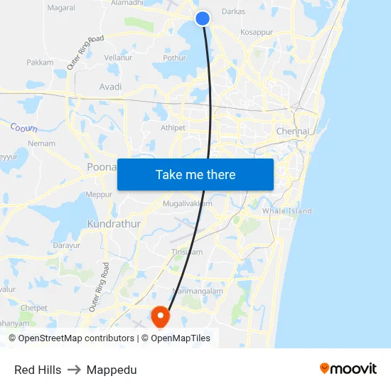 Red Hills to Mappedu map