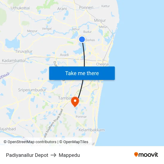 Padiyanallur Depot to Mappedu map