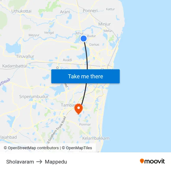 Sholavaram to Mappedu map