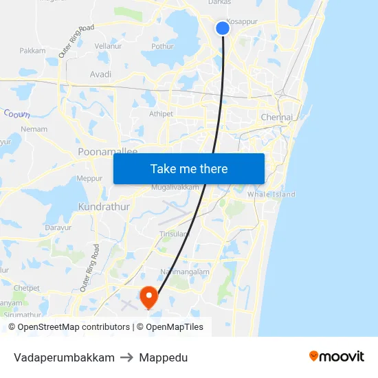 Vadaperumbakkam to Mappedu map