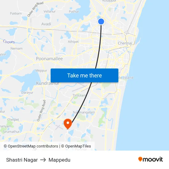 Shastri Nagar to Mappedu map