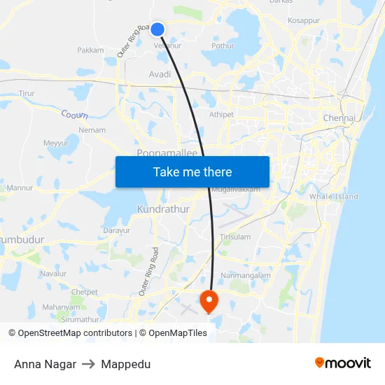 Anna Nagar to Mappedu map