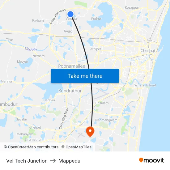Vel Tech Junction to Mappedu map