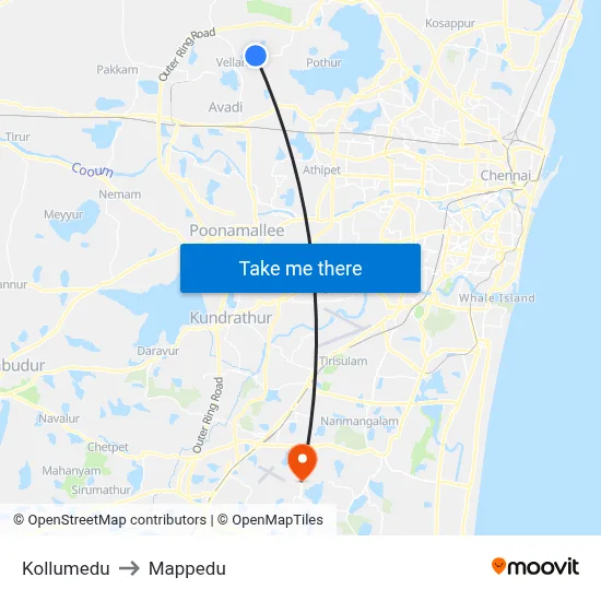 Kollumedu to Mappedu map