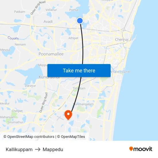 Kallikuppam to Mappedu map