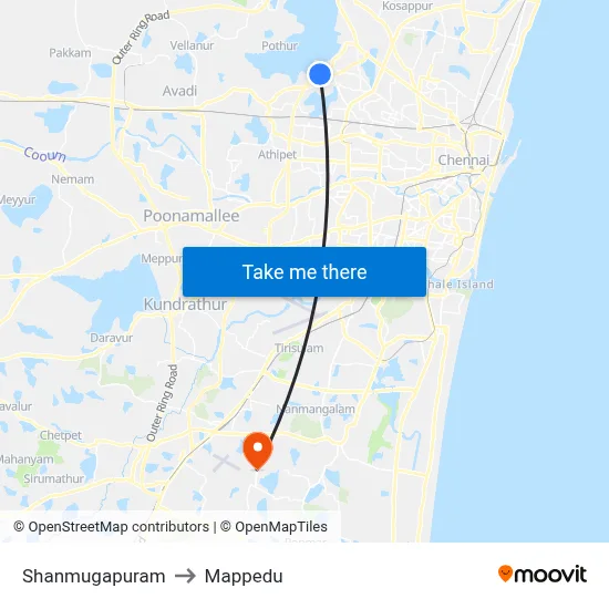 Shanmugapuram to Mappedu map