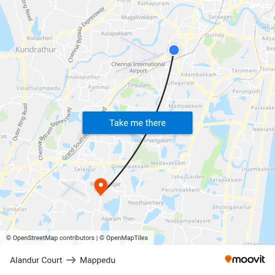Alandur Court to Mappedu map