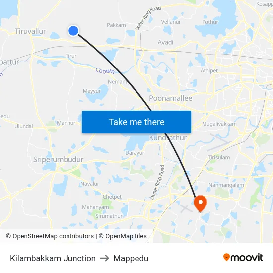 Kilambakkam Junction to Mappedu map