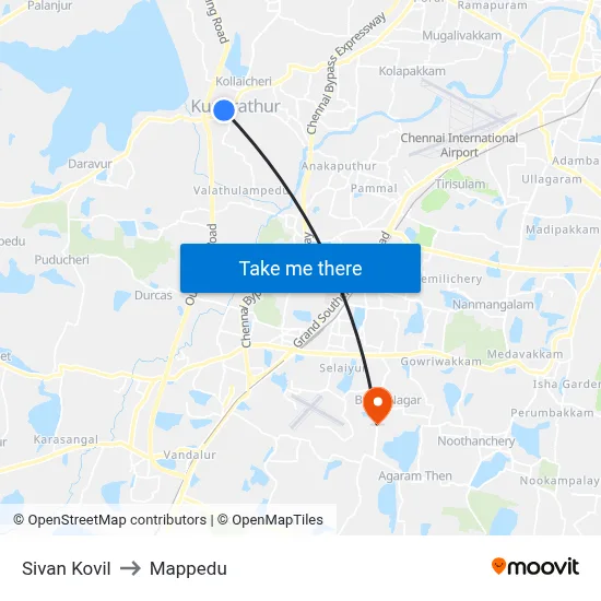 Sivan Kovil to Mappedu map