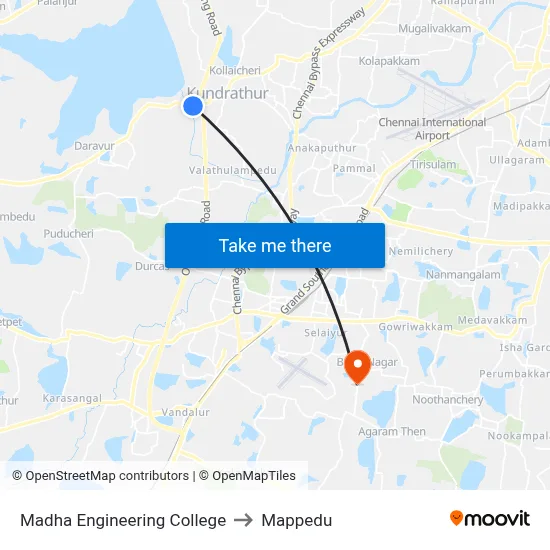 Madha Engineering College to Mappedu map