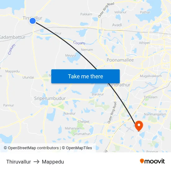 Thiruvallur to Mappedu map