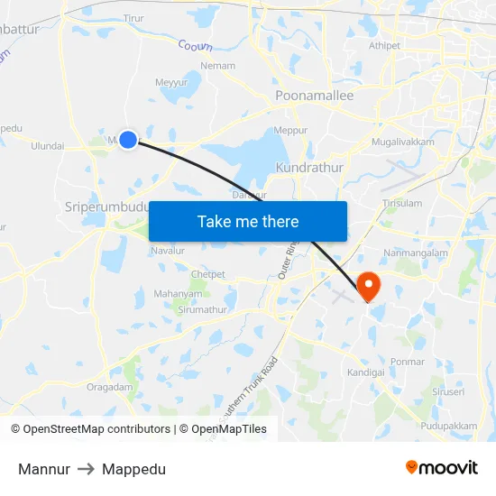 Mannur to Mappedu map