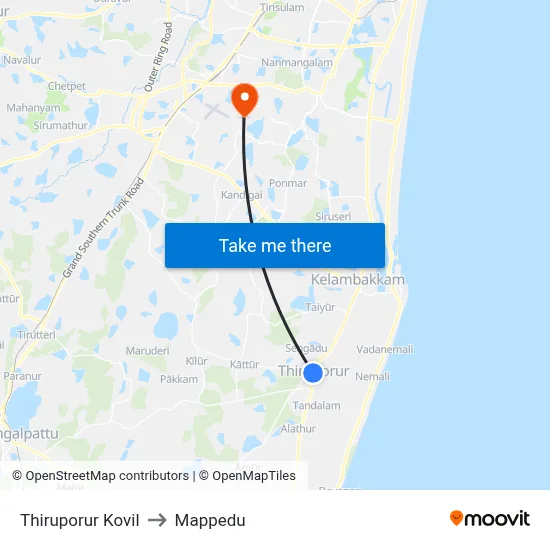 Thiruporur Kovil to Mappedu map