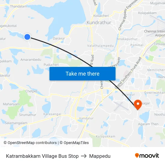 Katrambakkam Village Bus Stop to Mappedu map