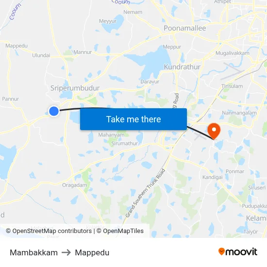 Mambakkam to Mappedu map