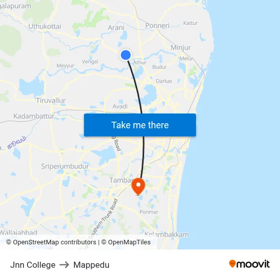 Jnn College to Mappedu map