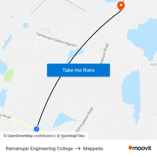 Ramanujar Engineering College to Mappedu map
