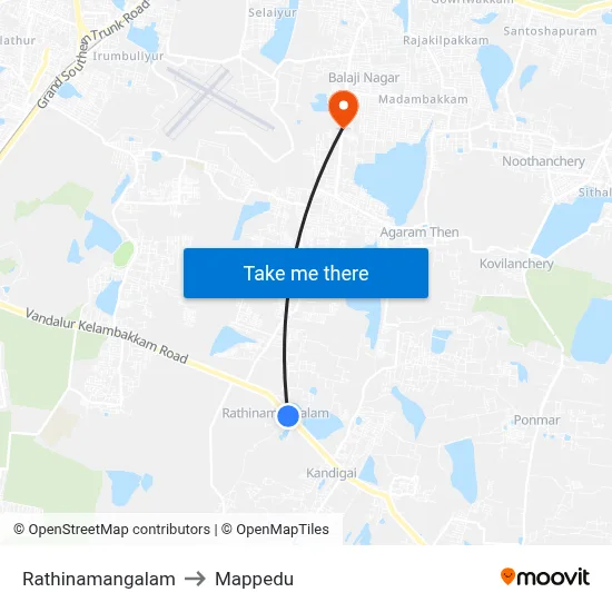 Rathinamangalam to Mappedu map