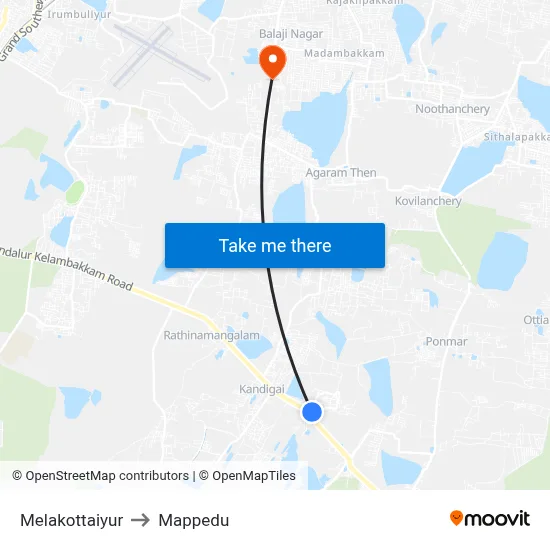Melakottaiyur to Mappedu map