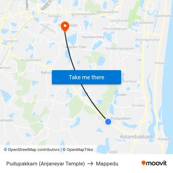 Pudupakkam (Anjaneyar Temple) to Mappedu map