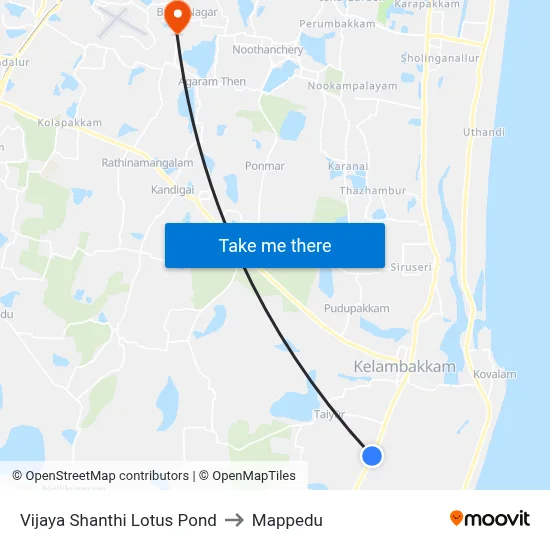 Vijaya Shanthi Lotus Pond to Mappedu map
