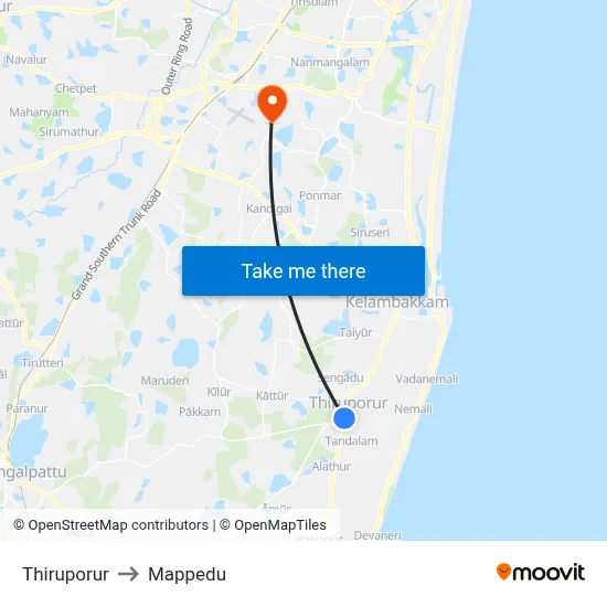 Thiruporur to Mappedu map