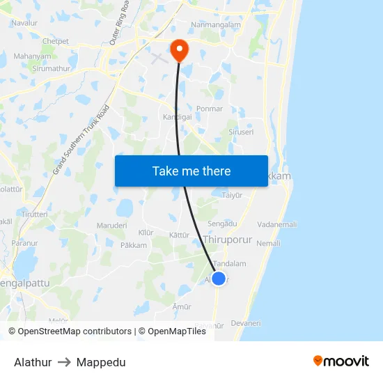 Alathur to Mappedu map