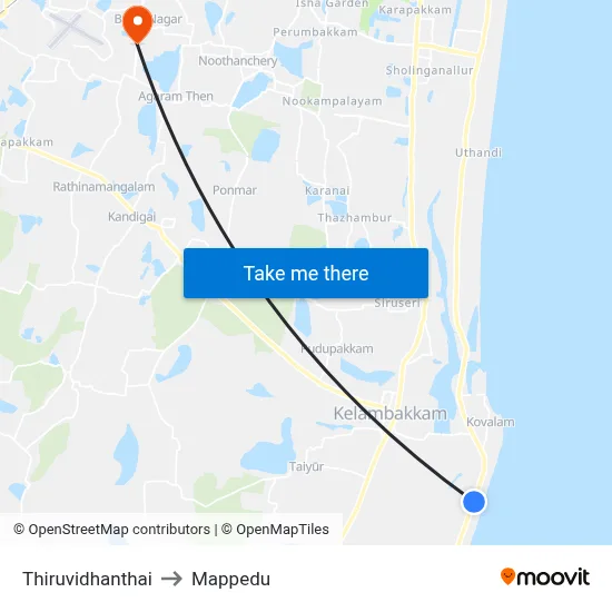 Thiruvidhanthai to Mappedu map