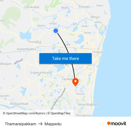 Thamaraipakkam to Mappedu map