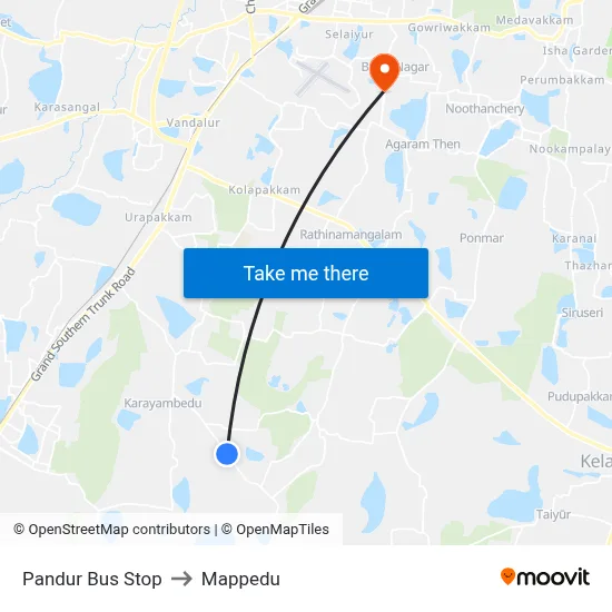 Pandur Bus Stop to Mappedu map