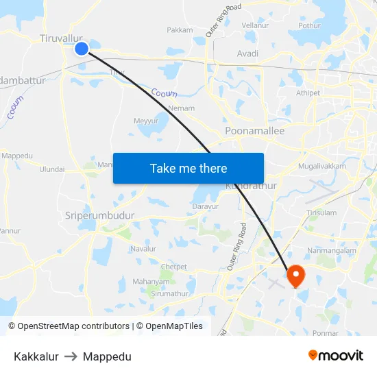 Kakkalur to Mappedu map